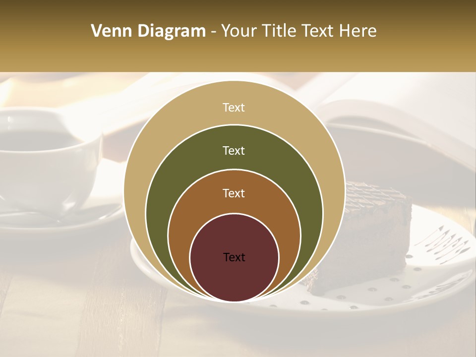 A Piece Of Cake On A Plate Next To A Cup Of Coffee PowerPoint Template