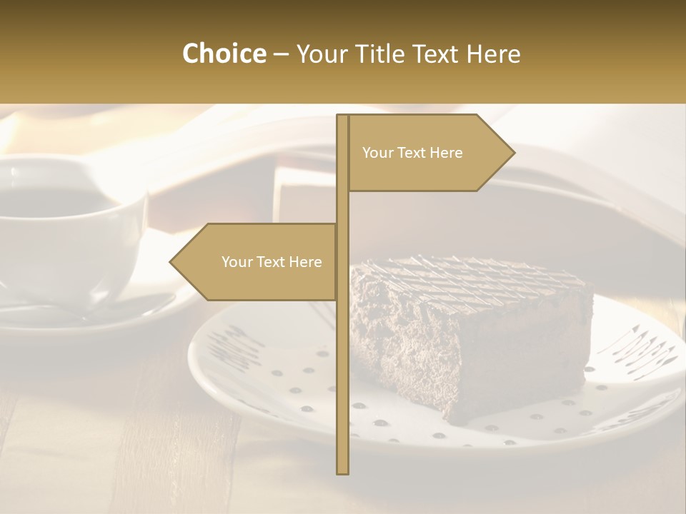 A Piece Of Cake On A Plate Next To A Cup Of Coffee PowerPoint Template