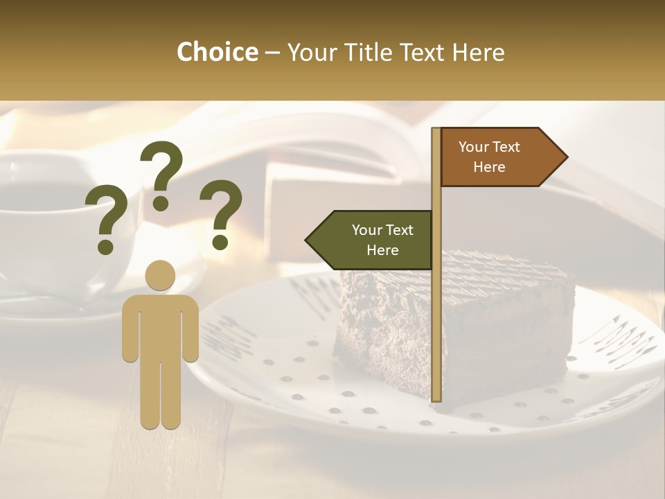 A Piece Of Cake On A Plate Next To A Cup Of Coffee PowerPoint Template