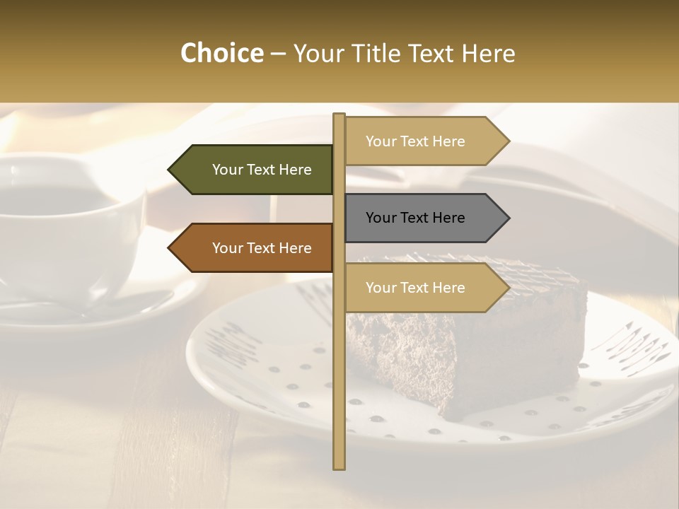 A Piece Of Cake On A Plate Next To A Cup Of Coffee PowerPoint Template