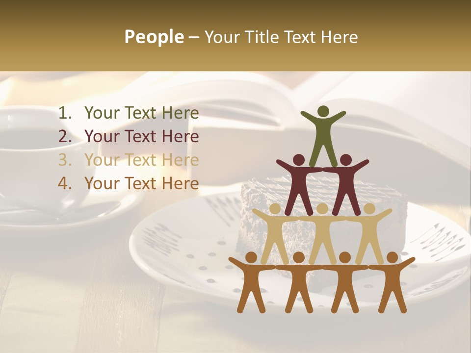 A Piece Of Cake On A Plate Next To A Cup Of Coffee PowerPoint Template
