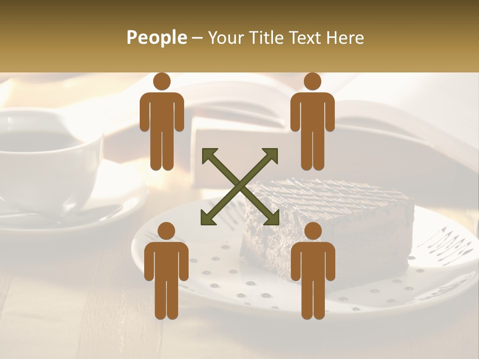 A Piece Of Cake On A Plate Next To A Cup Of Coffee PowerPoint Template