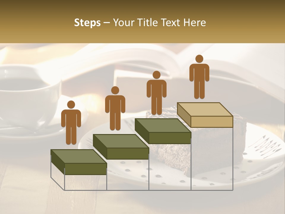 A Piece Of Cake On A Plate Next To A Cup Of Coffee PowerPoint Template