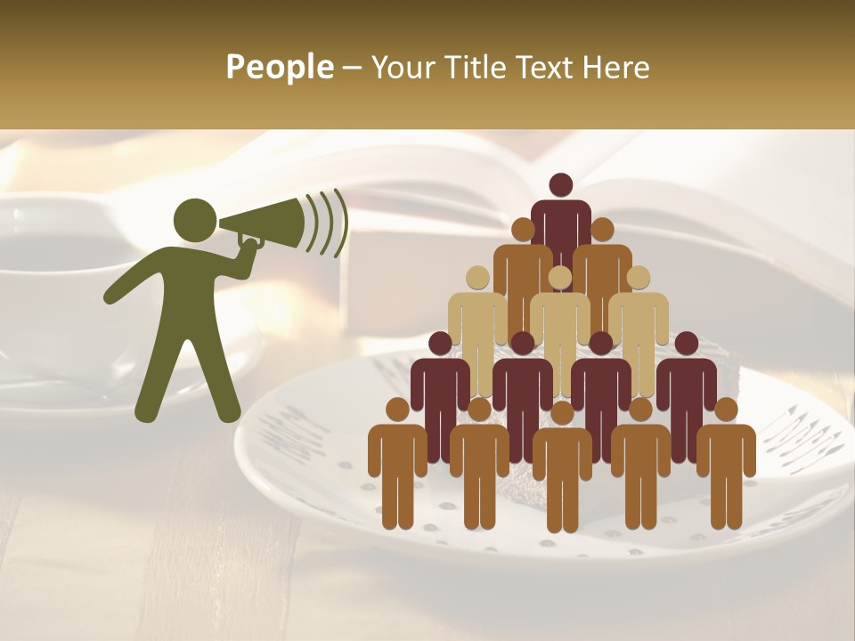 A Piece Of Cake On A Plate Next To A Cup Of Coffee PowerPoint Template