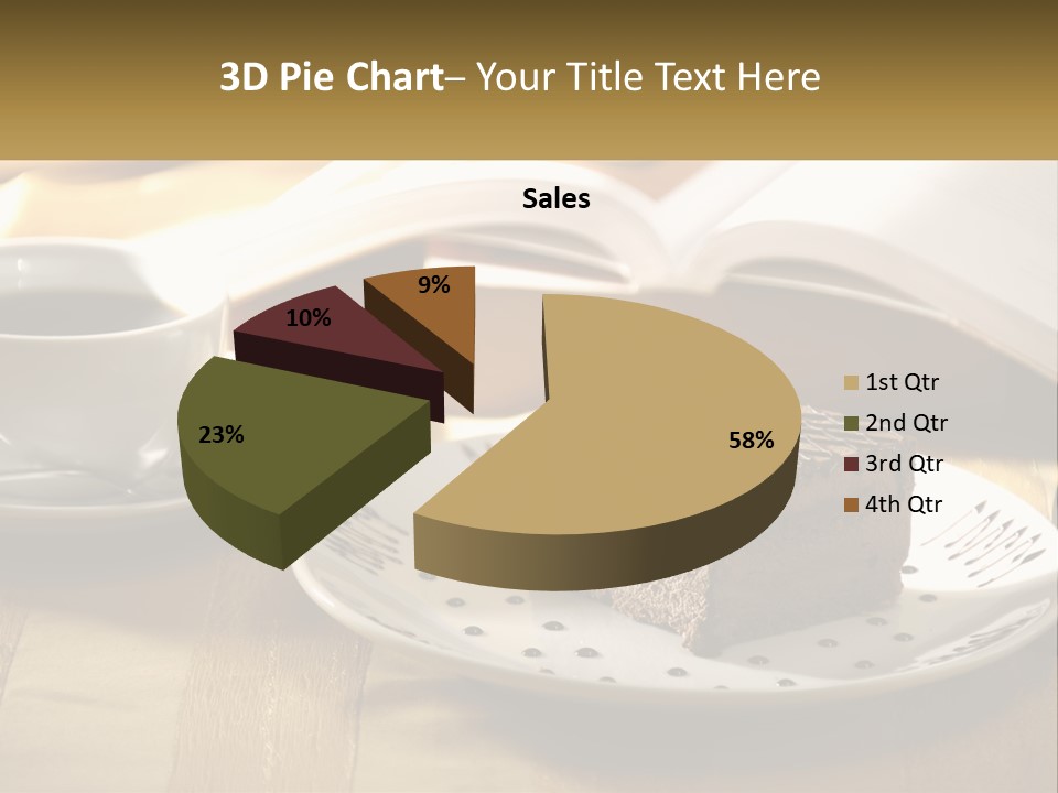 A Piece Of Cake On A Plate Next To A Cup Of Coffee PowerPoint Template
