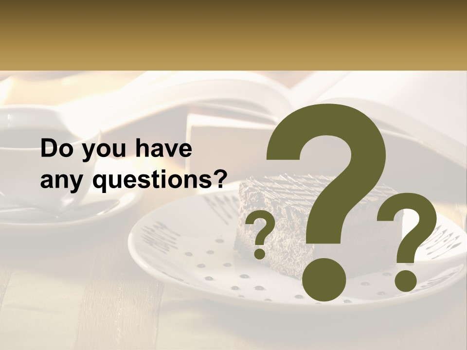 A Piece Of Cake On A Plate Next To A Cup Of Coffee PowerPoint Template