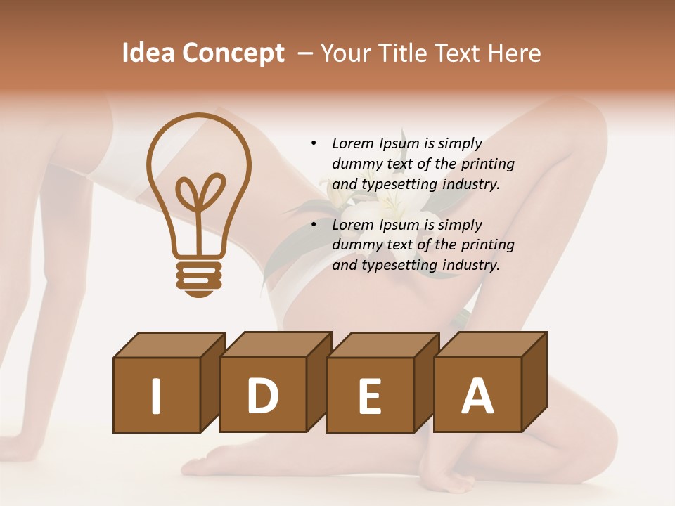 A Woman In A White Bikini With A Flower On Her Stomach PowerPoint Template