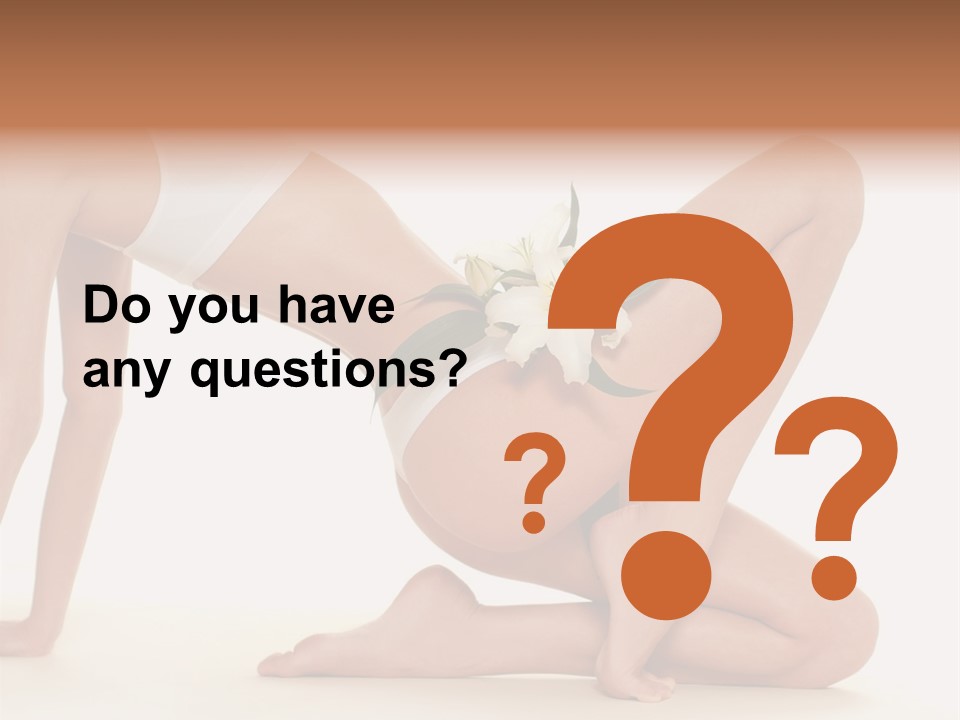 A Woman In A White Bikini With A Flower On Her Stomach PowerPoint Template