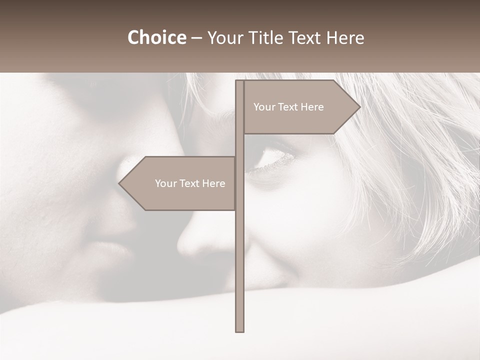 A Man And A Woman Are Looking Into Each Other's Eyes PowerPoint Template