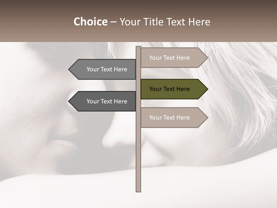 A Man And A Woman Are Looking Into Each Other's Eyes PowerPoint Template