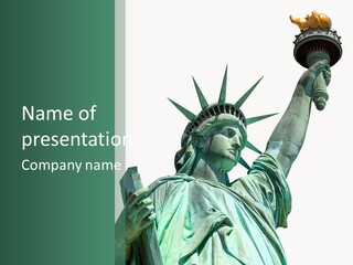 A Statue Of Liberty Holding A Torch In Her Hand PowerPoint Template