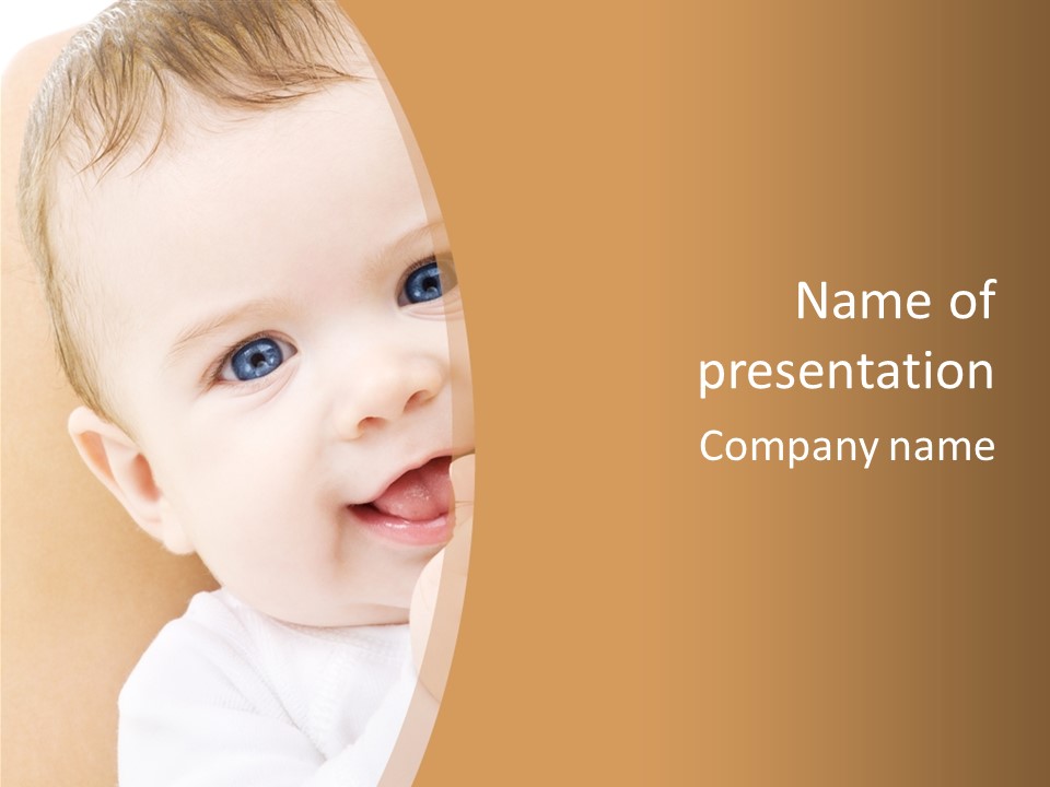 A Baby With Blue Eyes Is Smiling For The Camera PowerPoint Template