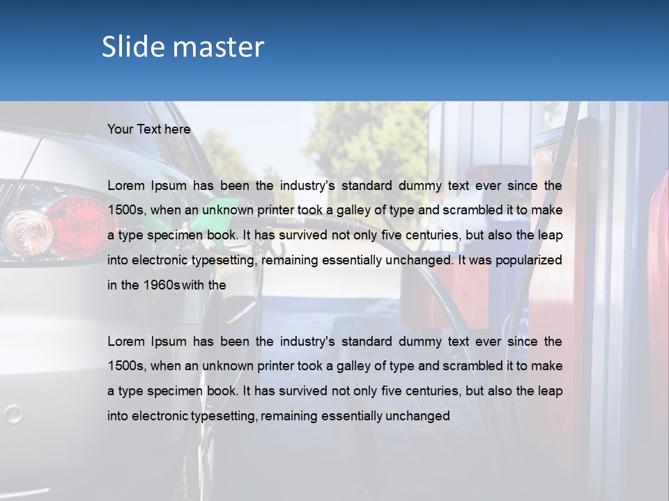 A Car Refueling At A Gas Station With A Gas Pump PowerPoint Template