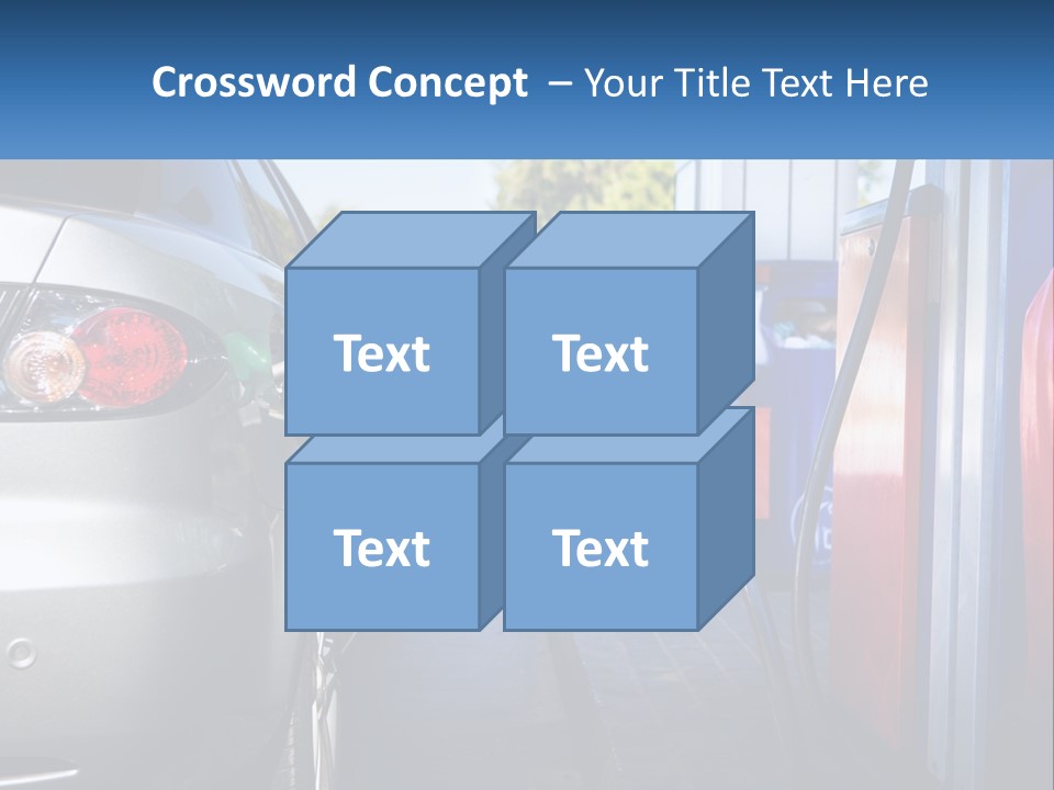 A Car Refueling At A Gas Station With A Gas Pump PowerPoint Template