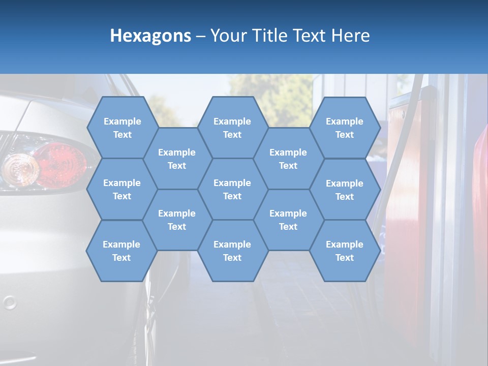 A Car Refueling At A Gas Station With A Gas Pump PowerPoint Template
