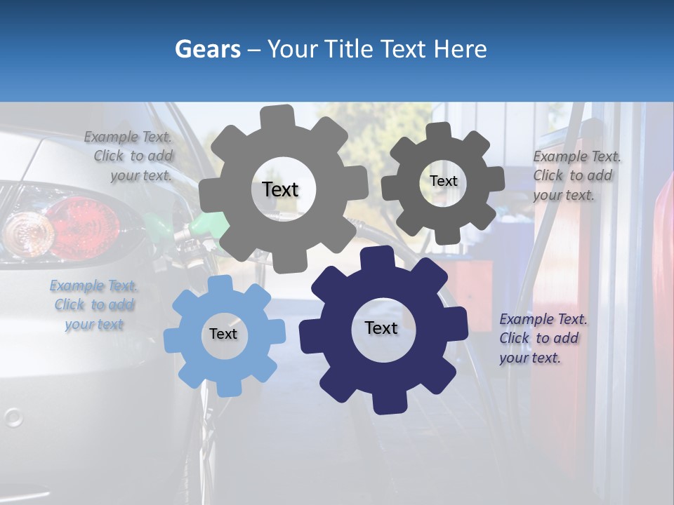 A Car Refueling At A Gas Station With A Gas Pump PowerPoint Template