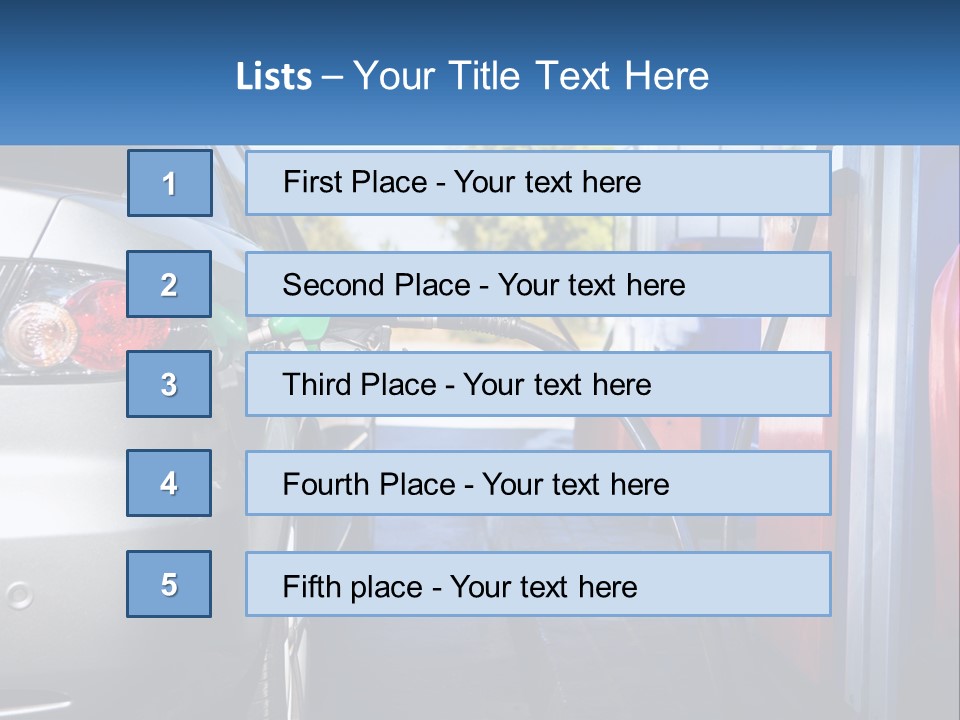 A Car Refueling At A Gas Station With A Gas Pump PowerPoint Template