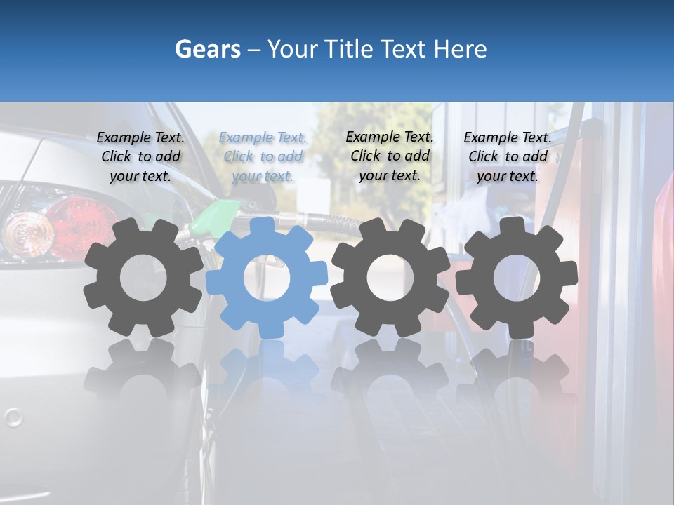 A Car Refueling At A Gas Station With A Gas Pump PowerPoint Template