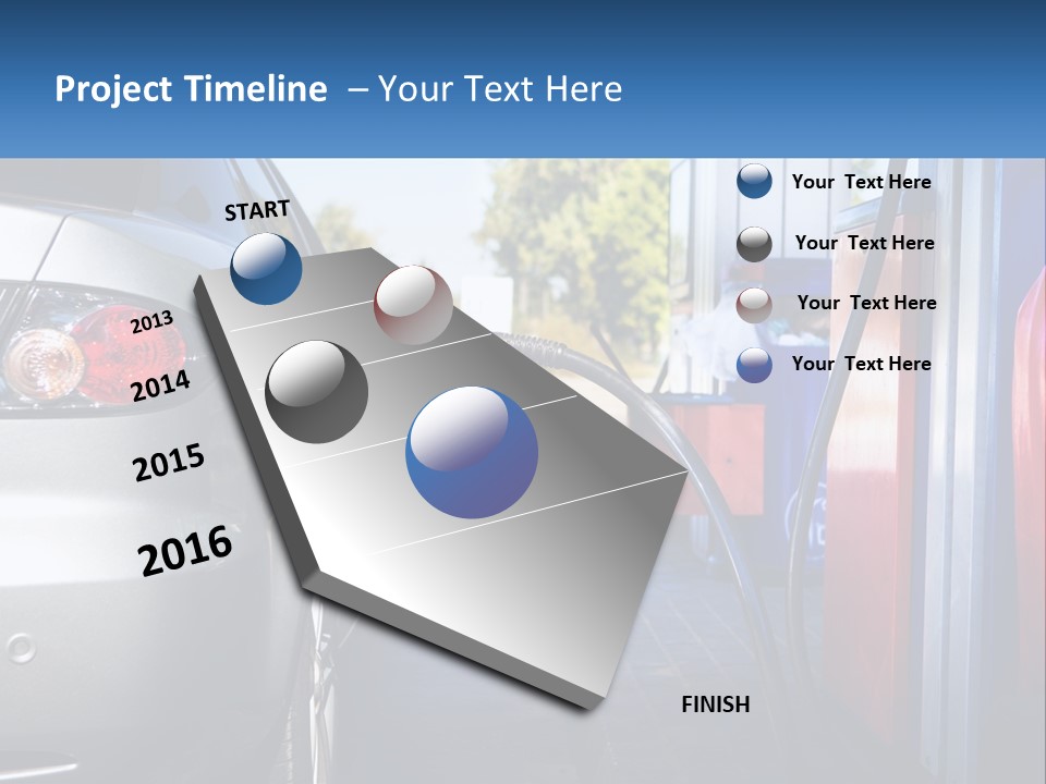 A Car Refueling At A Gas Station With A Gas Pump PowerPoint Template