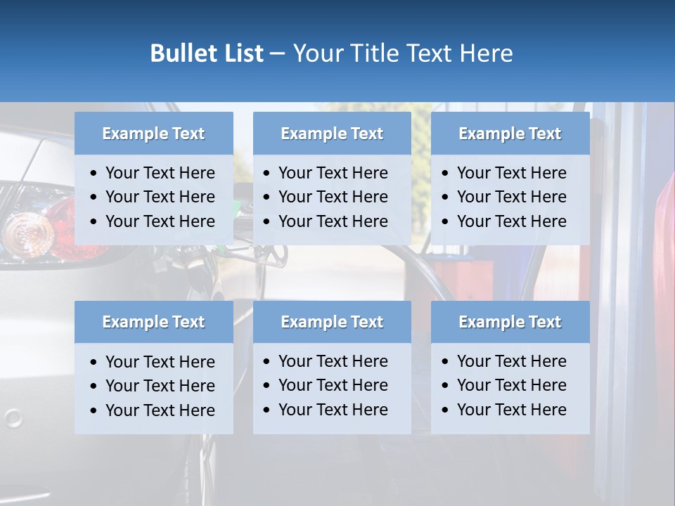A Car Refueling At A Gas Station With A Gas Pump PowerPoint Template