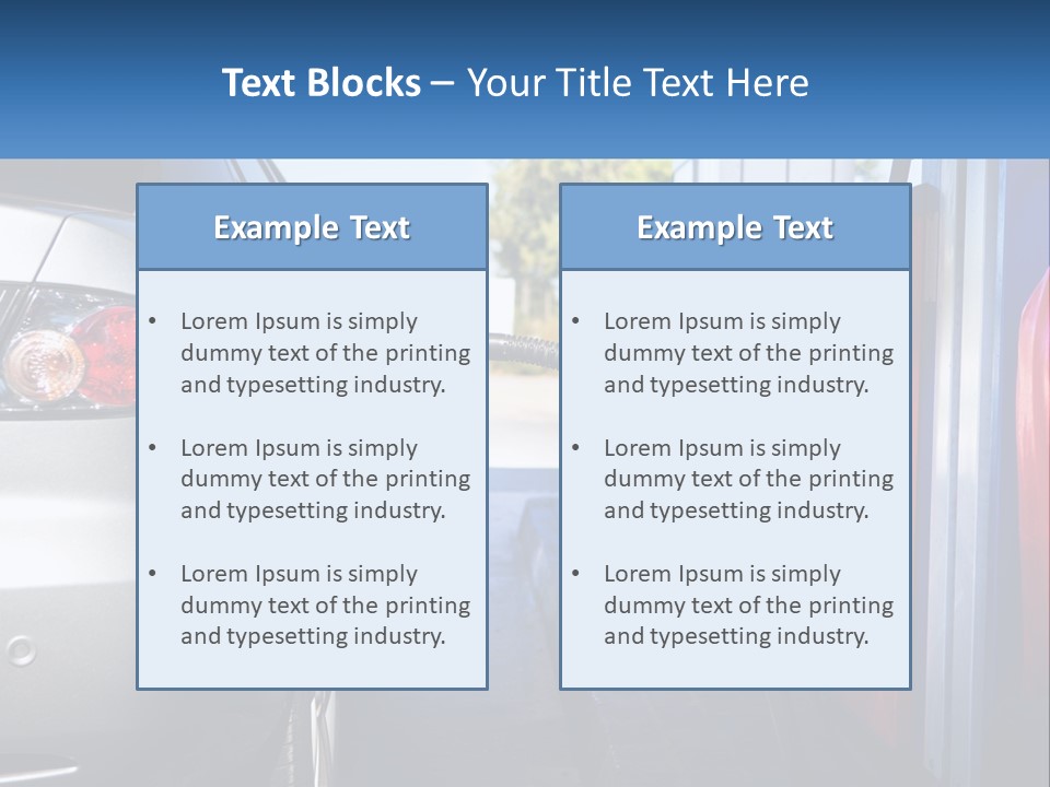 A Car Refueling At A Gas Station With A Gas Pump PowerPoint Template