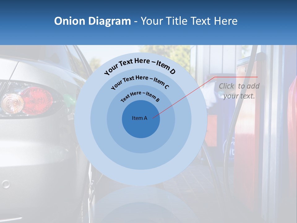 A Car Refueling At A Gas Station With A Gas Pump PowerPoint Template