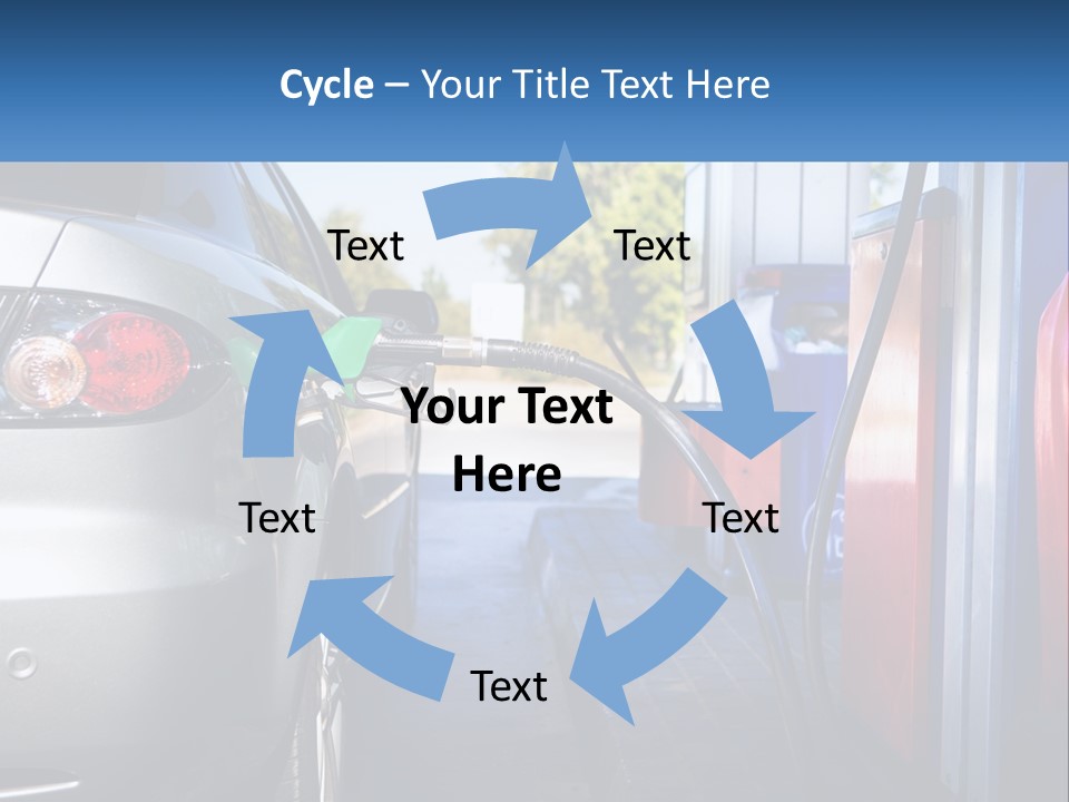 A Car Refueling At A Gas Station With A Gas Pump PowerPoint Template