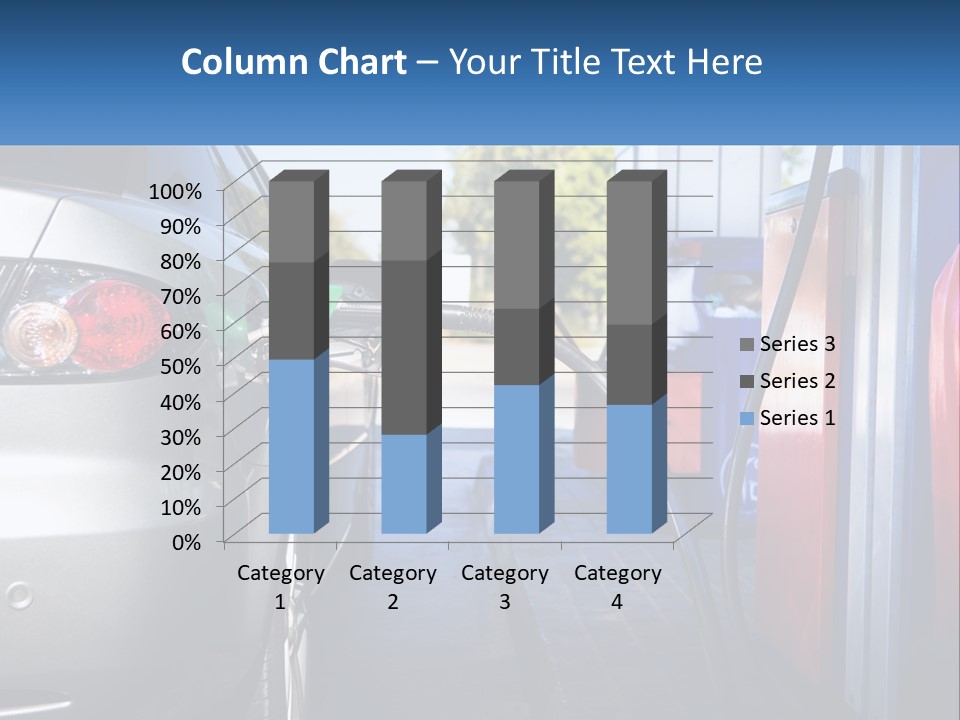 A Car Refueling At A Gas Station With A Gas Pump PowerPoint Template
