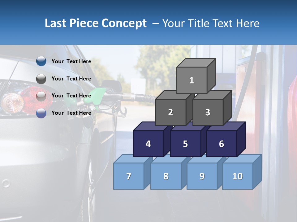 A Car Refueling At A Gas Station With A Gas Pump PowerPoint Template