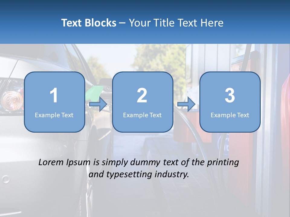 A Car Refueling At A Gas Station With A Gas Pump PowerPoint Template