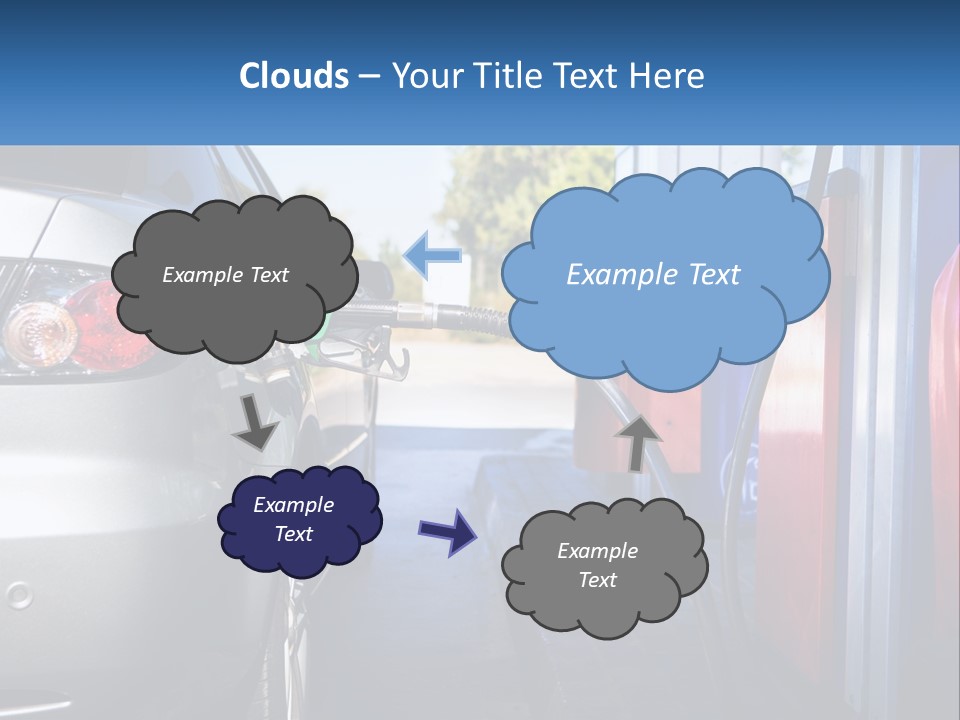 A Car Refueling At A Gas Station With A Gas Pump PowerPoint Template