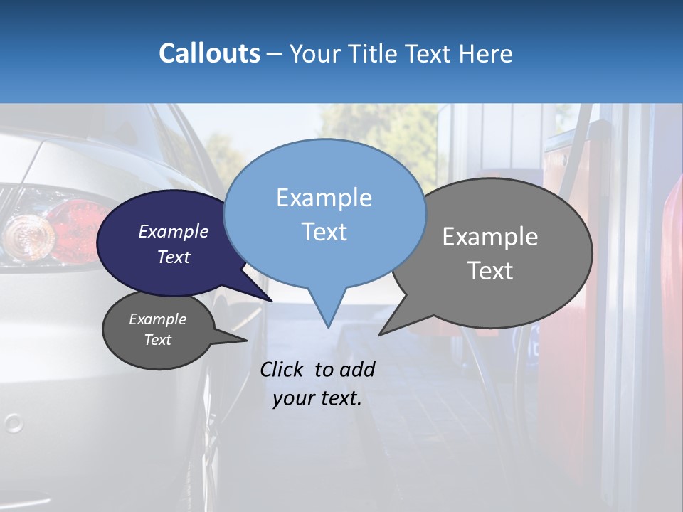 A Car Refueling At A Gas Station With A Gas Pump PowerPoint Template