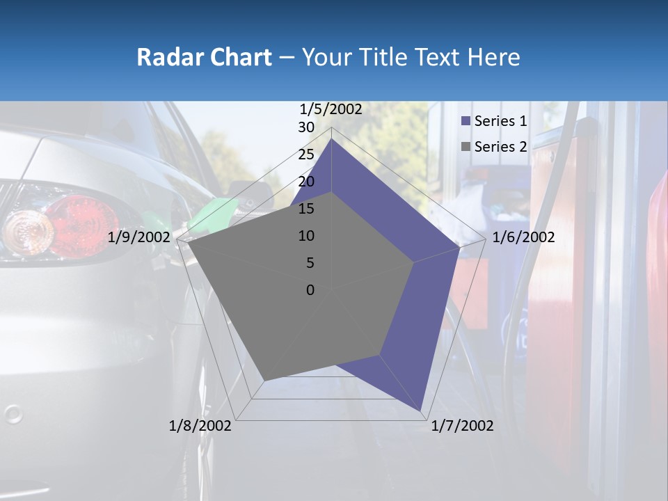 A Car Refueling At A Gas Station With A Gas Pump PowerPoint Template