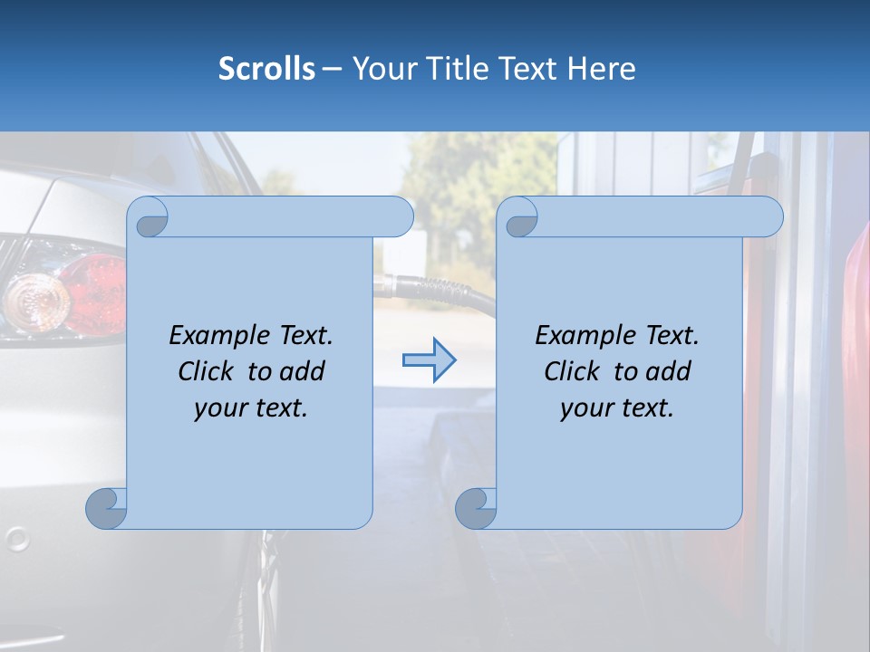 A Car Refueling At A Gas Station With A Gas Pump PowerPoint Template