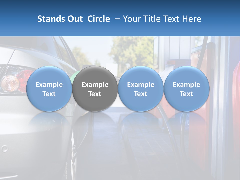 A Car Refueling At A Gas Station With A Gas Pump PowerPoint Template