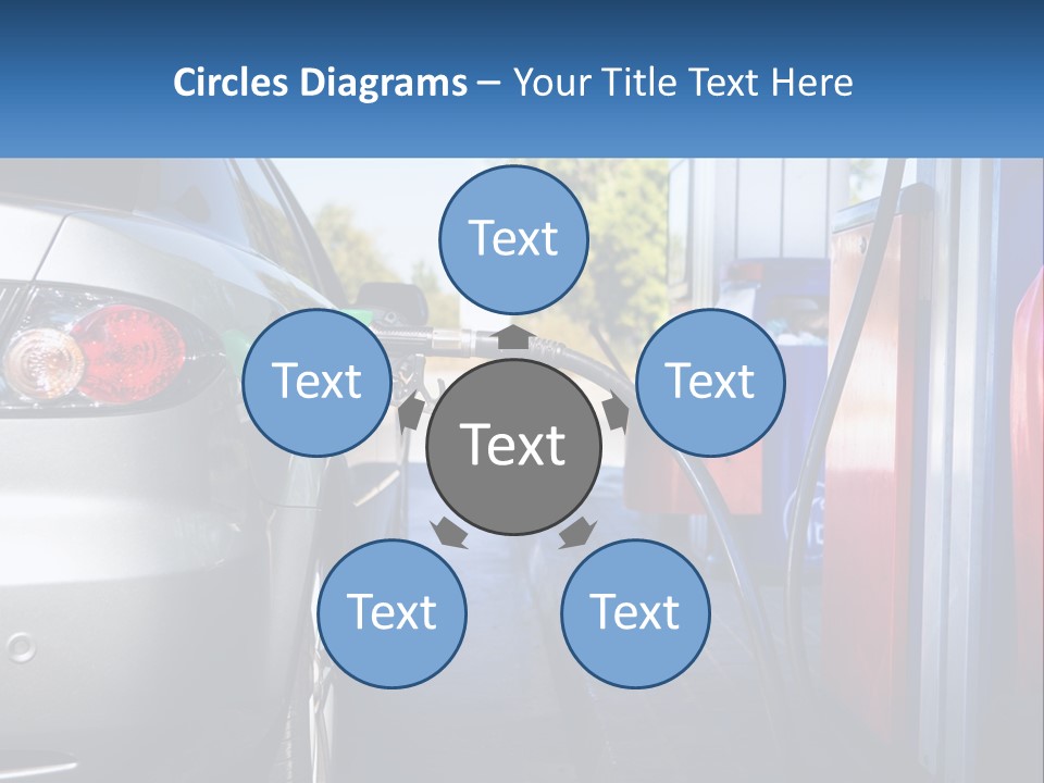 A Car Refueling At A Gas Station With A Gas Pump PowerPoint Template