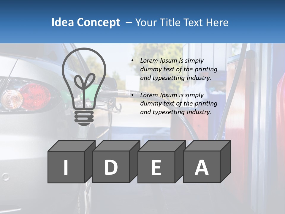 A Car Refueling At A Gas Station With A Gas Pump PowerPoint Template