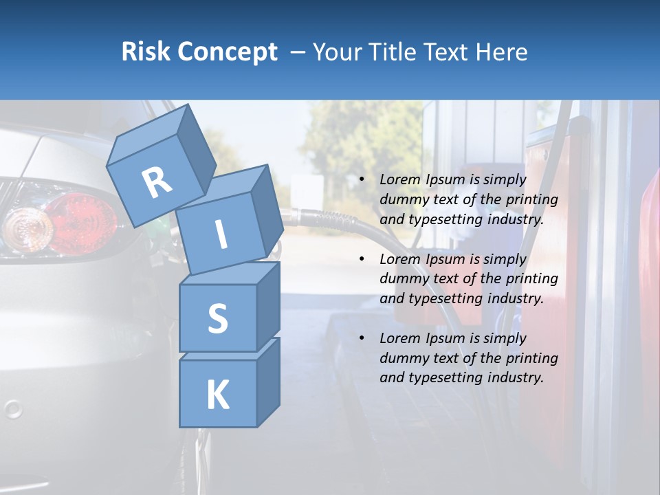 A Car Refueling At A Gas Station With A Gas Pump PowerPoint Template