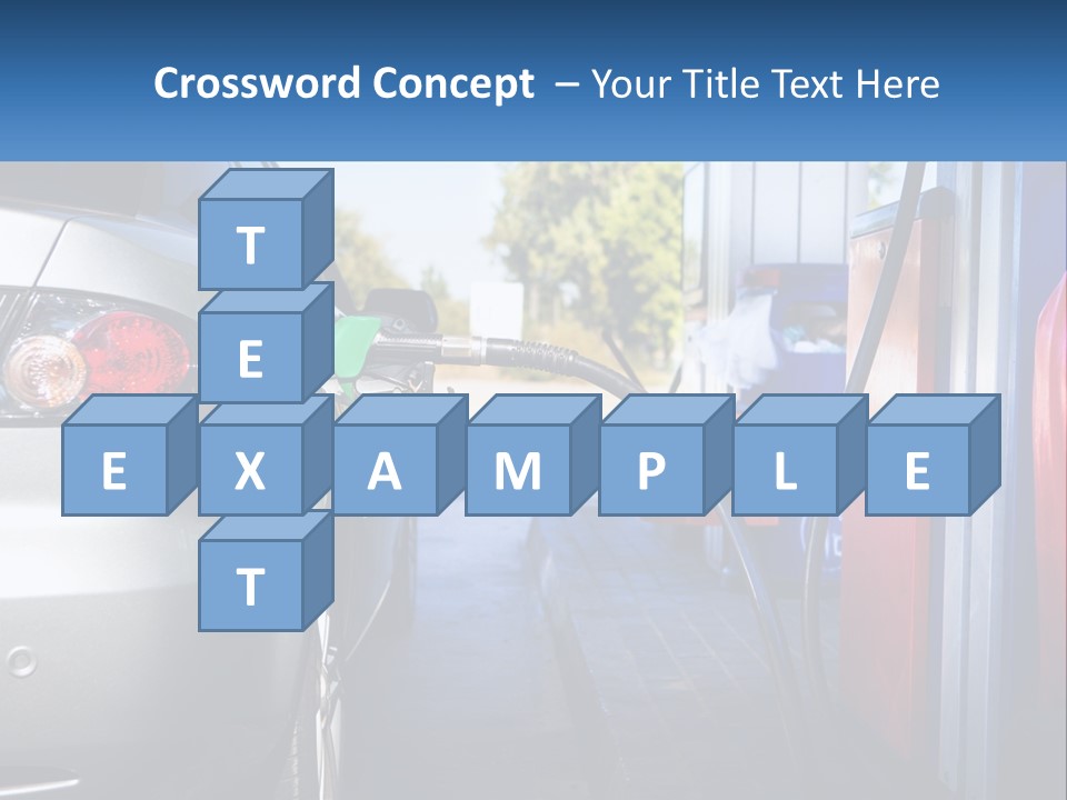 A Car Refueling At A Gas Station With A Gas Pump PowerPoint Template