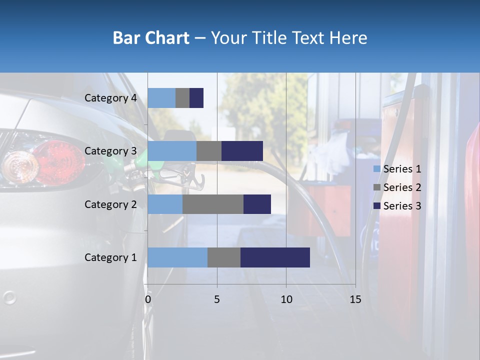 A Car Refueling At A Gas Station With A Gas Pump PowerPoint Template