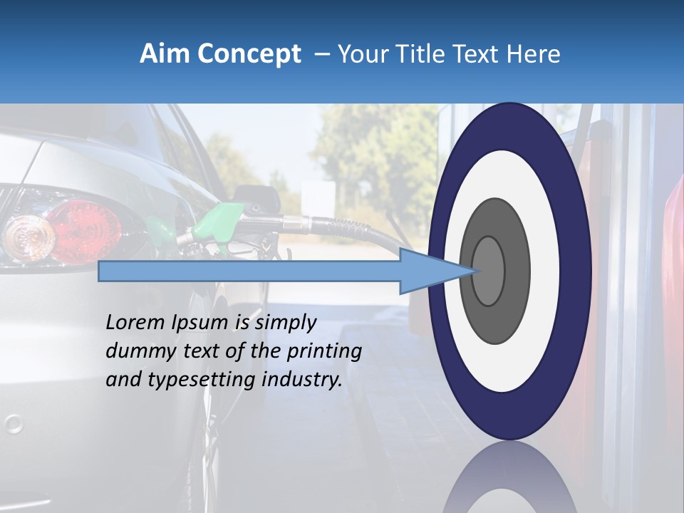 A Car Refueling At A Gas Station With A Gas Pump PowerPoint Template