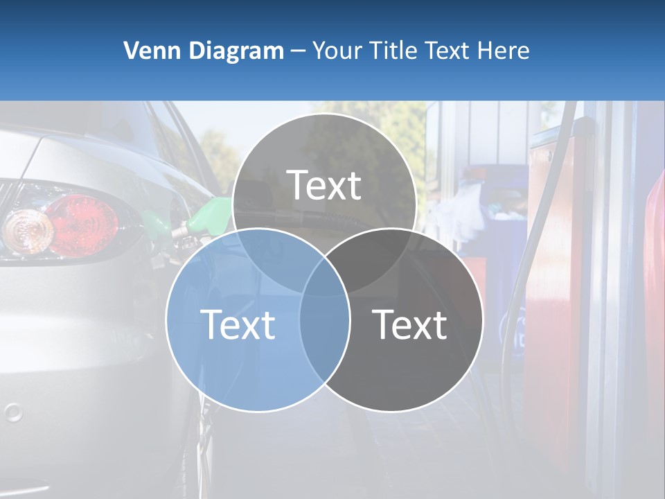 A Car Refueling At A Gas Station With A Gas Pump PowerPoint Template