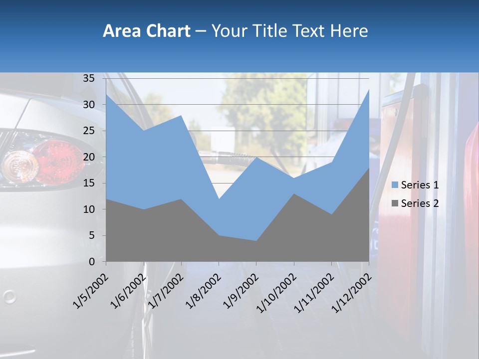 A Car Refueling At A Gas Station With A Gas Pump PowerPoint Template