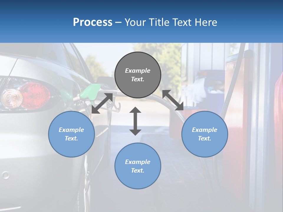 A Car Refueling At A Gas Station With A Gas Pump PowerPoint Template