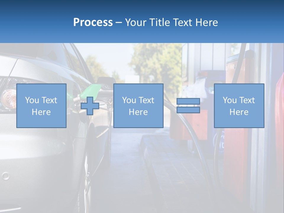 A Car Refueling At A Gas Station With A Gas Pump PowerPoint Template