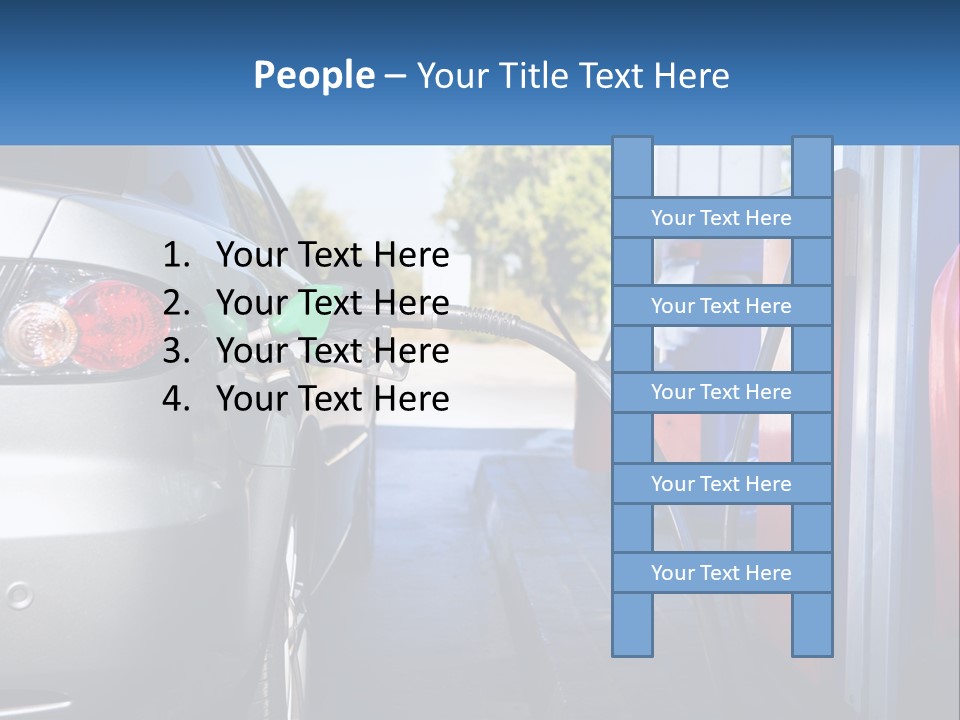 A Car Refueling At A Gas Station With A Gas Pump PowerPoint Template