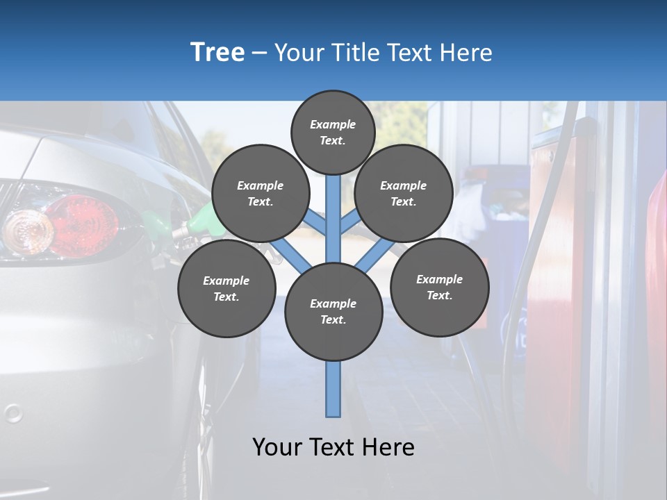 A Car Refueling At A Gas Station With A Gas Pump PowerPoint Template