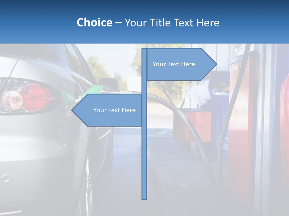 A Car Refueling At A Gas Station With A Gas Pump PowerPoint Template