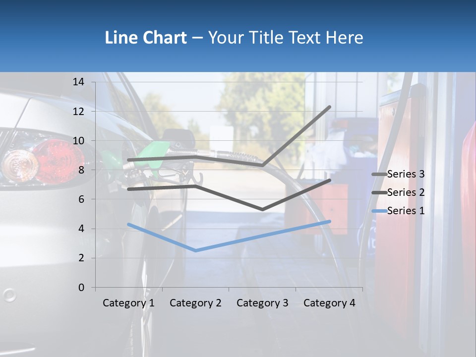 A Car Refueling At A Gas Station With A Gas Pump PowerPoint Template