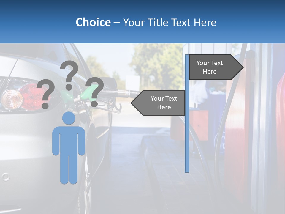 A Car Refueling At A Gas Station With A Gas Pump PowerPoint Template